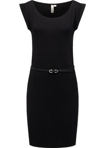 Ragwear Damen Sommerkleid "Tagg", schwarz, casual, Gr. XXL, Material: 95% Viskose, 5% Elasthan, Kleider, Damen Kurzarm-Kleid mit Taillengürtel und
