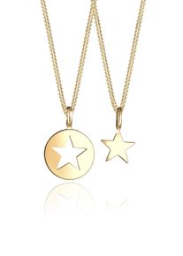 Elli Damen Schmuckset "Mutter Tochter Stern Anhänger 925 Sterling Silver", OneSize, gold, Silber 925 (Sterlingsilber), Schmuck-Sets