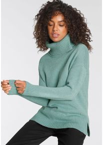 Tamaris Damen Rollkragenpullover, grün, casual, Gr. 40, Strick, Obermaterial: 50% Viskose, 26% Polyamid, 24% Polyester, Pullover, mit Rippdetails