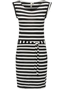 Ragwear Damen Sommerkleid "Tagg Stripes", schwarz, casual, Gr. M, Material: 50% Viskose, 50% Polyester, Kleider, gestreiftes Damen Minikleid mit