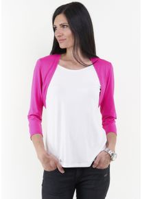 Seidel Moden Damen Shirtjacke, pink, casual, Gr. 50, kontrastfarbene Details, Jersey, Obermaterial: 95% Viskose, 5% Elasthan, Shirts, mit 3/4 Ärmeln,