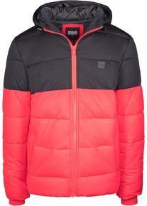 Urban Classics Herren Winterjacke "Urban Classics Herren Hooded 2-Tone Puffer Jacket", rot, casual, Gr. L, mehrfarbig, 100% Polyester, Jacken