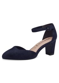 Tamaris Damen Spangenpumps, Gr. 41, blau, Textil, unifarben, Veloursleder, klassisch, Schuhe, Riemchenpumps, Abendschuh, Festtagsschuh, verstellbare