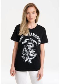 logoshirt Damen T-Shirt "Sons Of Anarchy Logo", schwarz, casual, Gr. S, bedruckt, 100% Baumwolle, Shirts, mit lizenziertem Print
