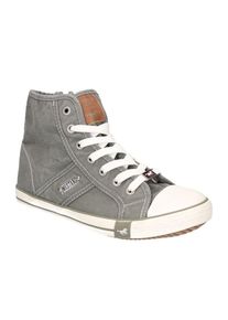 Mustang Shoes Damen Sneaker, Gr. 44, grün, Textil, Lederimitat, sportlich, Schuhe, High Top-Sneaker, Schnürschuh mit Label in der Laufsohle