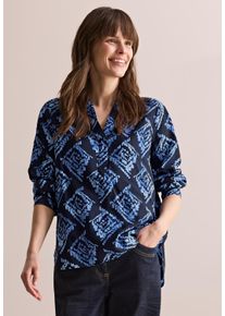 Cecil Damen Langarmbluse, blau, casual, Gr. M, bedruckt, Stoff, 88% Viskose, 12% Nylon, Blusen, aus softem Materialmix