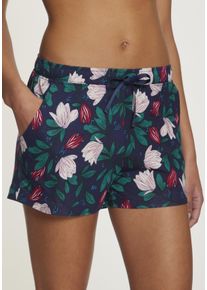 s.Oliver Damen Schlafshorts, Gr. 32, blau, Single Jersey, Obermaterial: 50% Baumwolle, 50% Viskose, geblümt, Basic, Hosen, mit schönem Muster
