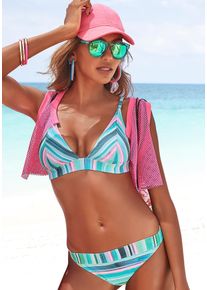Venice Beach Damen Triangel-Bikini, grün, Gr. 34, gestreift, Polyamid, Bikini-Sets, aus Piqué-Qualität