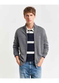 Gant Herren Cardigan "CASUAL COTTON ZIP CARDIGAN", grau, casual, Gr. XXL, unifarben, Strick, Obermaterial: 100% Baumwolle, Strickjacken, Mit
