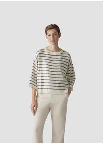 Lecomte Damen Strickpullover "Lecomte Pullover mit Streifen und Pailletten", beige, feminin, Gr. 46, gestreift, 60%Baumwolle 40%Polyacryl, Pullover