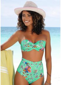 Sunseeker Damen Bügel-Bandeau-Bikini-Top "Jam", bunt, Gr. 34, bedruckt, floral, Microfaser, Bikini-Oberteile, mit Wickeloptik