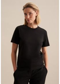 Seidensticker Damen T-Shirt "Schwarze Rose", schwarz, Gr. XS, unifarben, 100% Baumwolle, Shirts, Kurzarm Rundhals Uni