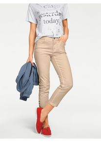 Heine Damen 7/8-Hose, beige, Gr. 38, unifarben, 98% Baumwolle, 2% Elasthan, Miedereinsatz:85% Polyester, 15% Elasthan, Hosen