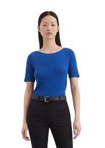 Marc O'Polo MARC O'POLO Damen T-Shirt "T-shirt, short-sleeve, boat-neck", blau, casual, Gr. XS, Single Jersey, Obermaterial: 100% Baumwolle, Shirts