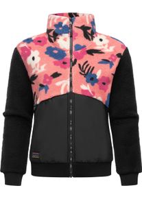 Ragwear Damen Fleecejacke "Madaras Flower", rot, modisch, Gr. XL, Material: 100% Polyester, Jacken, Flauschige Damen Übergangsjacke aus Teddyfleece