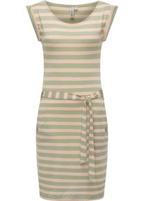 Ragwear Damen Sommerkleid "Tagg Stripes", grün, Gr. XS, Material: 50% Viskose, 50% Polyester, Kleider, gestreiftes Damen Minikleid mit Taillenband