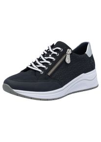 Rieker Damen Keilsneaker, Gr. 41, silber, Lederimitat, sportlich, Schuhe, Halbschuh, Schnürschuh, Freizeitschuh mit Lettern bedruckt