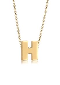Elli Damen Kette mit Anhänger "Buchstabe H Initialen 925 Sterling Silber", 45, Silber 925 (Sterlingsilber), L: 45cm, gold, Silber 925