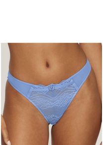 Lascana Damen String "Eleonora", Gr. 36, blau, Microfaser, Obermaterial: 90% Polyamid, 10% Elasthan, Unterhosen, mit verführerischen Cut-Outs