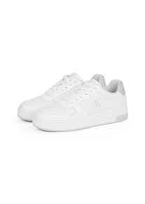 Damen Sneaker "BASKET CUPSOLE LOW MG", Calvin Klein Jeans, Gr. 39, silber, Leder, sportlich, Schuhe, Basket-Schnürschuh, Halbschuh, Freizeitsneaker