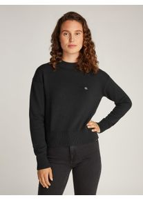 Damen Strickpullover "CK EMBRO BADGE SWEATER", schwarz, feminin, Gr. XXXL, Calvin Klein Jeans, unifarben, Strick, Obermaterial: 100% Baumwolle,