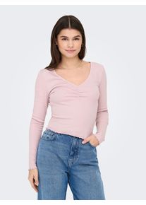 Only Damen Langarmshirt "ONLBETTY L/S V-NECK TOP CC JRS", lila, modisch, Gr. L, unifarben, Jersey, Obermaterial: 95% Baumwolle, 5% Elasthan, Shirts