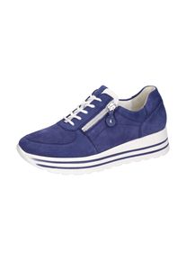 Waldläufer WALDLÄUFER Damen Plateausneaker "H-LANA", Gr. 10, blau, Nubukleder, Nappaleder, kontrastfarbene Details, sportlich, Schuhe, Schnürer, Halbschuh,
