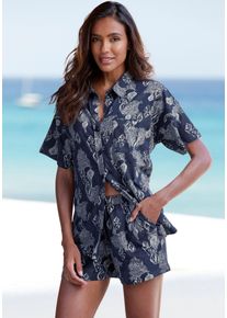 Vivance Dreams Damen Shorty, Gr. 36, blau, Single Jersey, Obermaterial: 60% Baumwolle, 40% Polyester, gemustert, feminin, Homewear-Sets, Klassischer