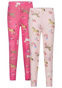 SALT & PEPPER SALT AND PEPPER Mädchen Leggings "Summer", rosa, casual, Gr. 140, bedruckt, 95% Baumwolle, 5% Elasthan, Hosen, mit allover Pferdeprint