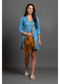 Damen Schultertasche "Cowgirl", Collezione Alessandro, braun, Leder, Taschen, aus Wildleder mit Fransen