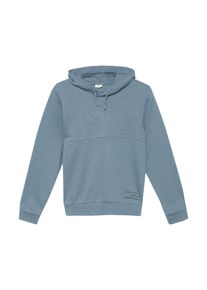 s.Oliver JUNIOR Jungen Hoodie, blau, Gr. 146, unifarben, Sweatware, Obermaterial: 65% Polyester, 35% Baumwolle, Sweatshirts, mit Print-Details