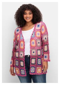 Damen Cardigan "Große Größen", pink, feminin, Gr. 48, sheego by Joe Browns, gemustert, Obermaterial: 100% Polyacryl, Strickjacken, in Häkeloptik, mit