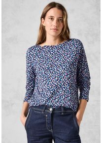 Cecil Damen Langarmshirt, blau, casual, Gr. XXL, unifarben, Web, 100% Baumwolle, Shirts, mit U-Boot-Ausschnitt