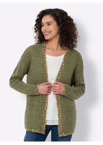 Heine Damen Strickjacke, grün, Gr. 40, meliert, unifarben, 67% Polyacryl, 18% Wolle, 15% Polyester, Strickjacken