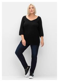 sheego Damen Stretch-Jeans "Große Größen", blau, casual, Gr. 46, unifarben, Obermaterial: 95% Baumwolle, 3% Polyester, 2% Elasthan, Jeans, mit Tasche
