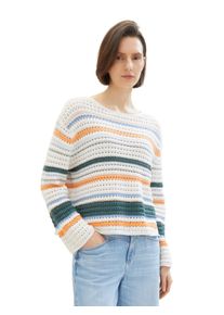 Tom Tailor Damen Strickpullover, bunt, casual, Gr. XL, Obermaterial: 100% Baumwolle, Pullover, mit U-Boot-Ausschnitt