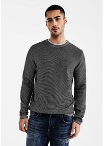 Street One MEN Herren Rundhalspullover, grau, casual, Gr. XL, gestreift, Web, 100% Baumwolle, Pullover, mit Rundhalsausschnitt