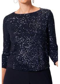 Damen Shirtbluse "HERMANN LANGE Collection Paillettenshirt Annabell", blau, Gr. 38, HERMANN LANGE Collection, 97% Polyester, 3% Elasthan, Blusen