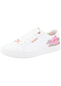 Tom Tailor Damen Plateausneaker, Gr. 37, weiß, Lederimitat, sportlich, Schuhe, mit buntem Blütenprint, Freizeitschuh, Halbschuh, Schnürschuh