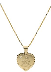 Firetti Damen Kette mit Anhänger "Schmuck Geschenk Gold 375 Halsschmuck Halskette Goldkette Venezianer", Gelbgold 375-Diamanten, L: 45cm B: 0,5mm,