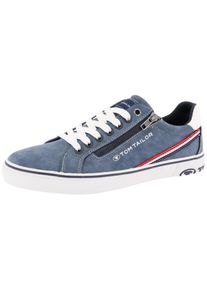 Tom Tailor Herren Sneaker, Gr. 44, blau, Lederimitat, sportlich, Schuhe, mit Kontrastbesatz, Freizeitschuh, Halbschuh, Schnürschuh