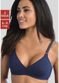 Petite Fleur Damen Bralette-BH, Gr. 75, blau, Jersey, Obermaterial: 95% Baumwolle, 5% Elasthan, Basic, BHs, ohne Bügel aus angenehm weicher