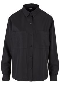 Urban Classics Damen Langarmhemd "Urban Classics Damen Ladies Oversized Twill Shirt", schwarz, Gr. L, unifarben, 68% Viskose, 32% Polyester, Hemden