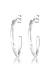 Elli Damen Paar Creolen "Creolen Ohrstecker oval 925 Sterling Silber", OneSize, ohne Stein, Silber 925 (Sterlingsilber), silber, Silber 925