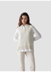 Lecomte Damen Strickpullover "Lecomte Pullunder mit V-Ausschnitt", beige, feminin, Gr. 40, unifarben, 58%Baumwolle 38%Polyacryl 4%Polyester, Pullover