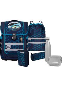 McNeill Kinder Schulranzen "Ergo Compacto, Xagon", blau, Polyester, Rucksäcke, inkl. Federmäppchen, Turnbeutel, Schlamperrolle & Motivmagnet