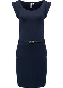 Ragwear Damen Sommerkleid "Tagg", blau, casual, Gr. L, Material: 95% Viskose, 5% Elasthan, Kleider, Damen Kurzarm-Kleid mit Taillengürtel und Taschen