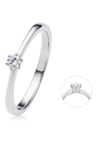 ONE ELEMENT Damen Diamantring "0.1 ct Diamant Brillant Ring aus 585 Weißgold", 52, Weißgold 585-Diamanten, silber, Weißgold 585, Diamanten,