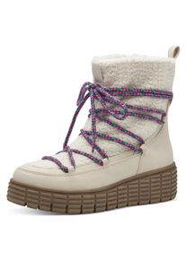 Tamaris Damen Winterboots, Gr. 42, beige, Textil, Lederimitat, modisch, Schuhe, Keilabsatz, Plateau, Winterstiefel, Outdoorboots, vegane Verarbeitung