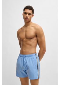 BOSS Herren Badeshorts "Iconic", blau, casual, Gr. XXL, unifarben mit Farbeinsatz, Microfaser, Polyester, Badehosen, mit seitlichen Kontraststreifen